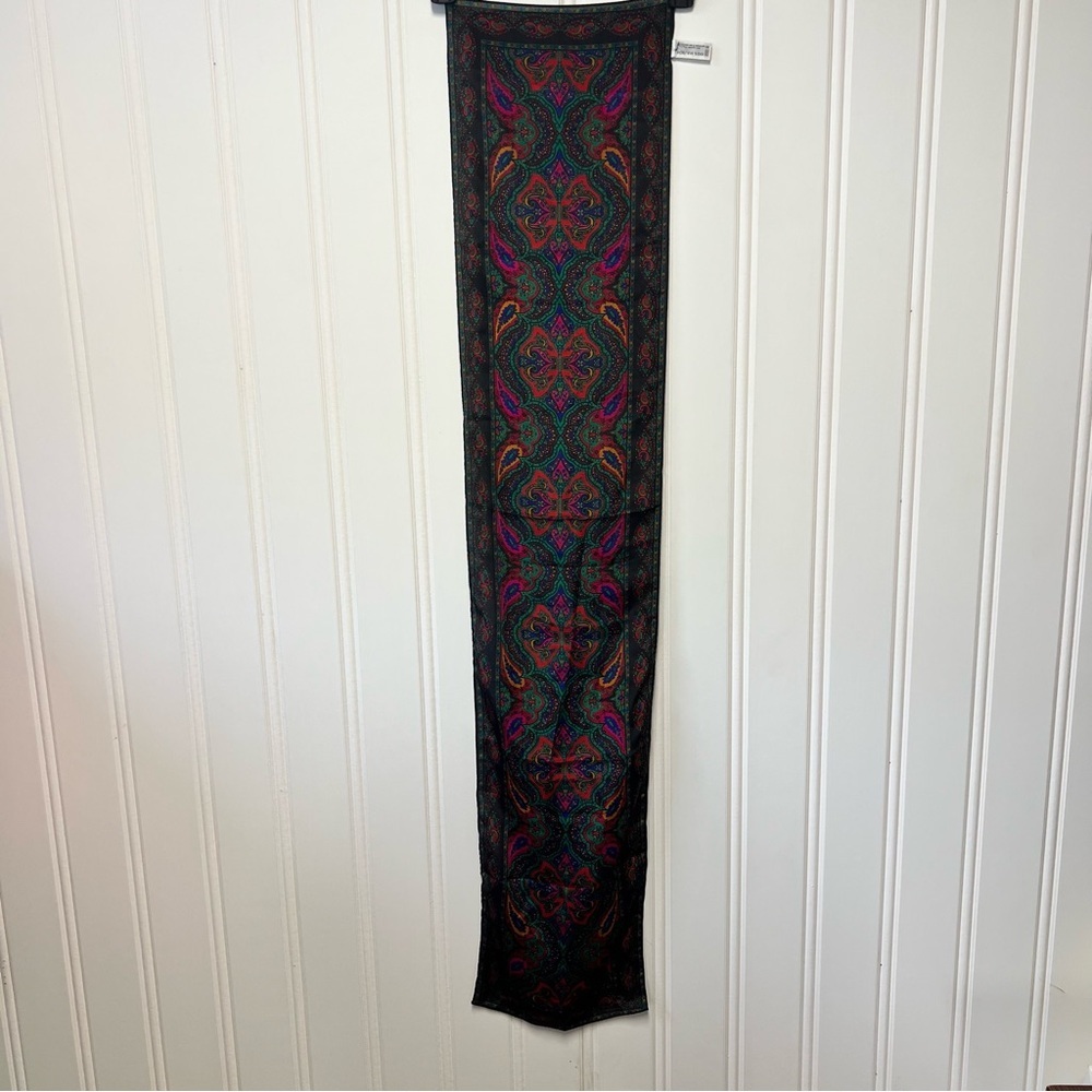 Vintage Liz Claiborne 100% Silk Scarf Paisley Long Oblong Retro 80s - Picture 4 of 5